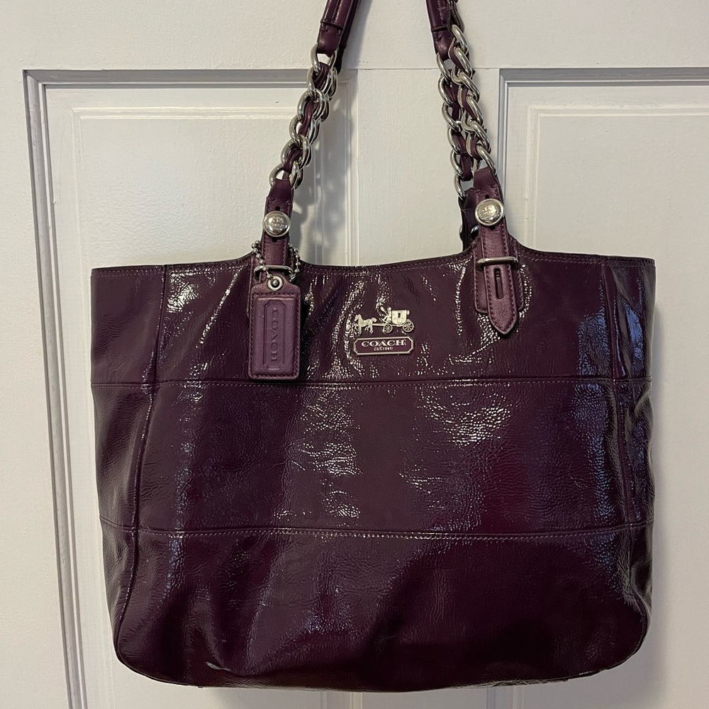 Coach Tribeca Patent Leather Tote in Purple
